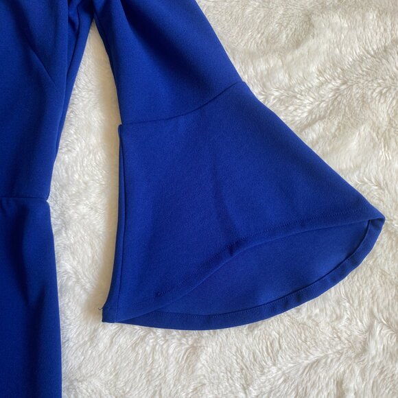 H&M Off-the-Shoulder Bell-Sleeved Midi Dress - Royal Blue - Picture 4 of 9